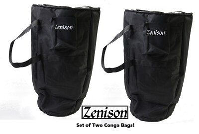 Set of 2 (13.5'' & 12'') Deluxe Thick Padded CONGA Drum Gig Bags Travel Case Plush