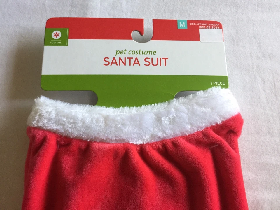 Traje de Navidad Papá Noel Perro Talla Mediana Terciopelo Rojo con Cinturón Adjunto 16-20" Cuello Nuevo con Etiquetas Foto 4 de 4