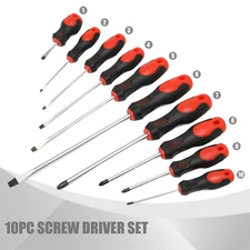 Precision Magnetic tips Ergonomic Grip Slotted Repair Tool Screwdriver Set 10Pcs