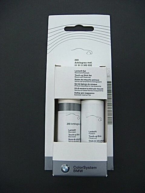 Farbe + Klarlack Lackstift Set 2x12 ml Original BMW Arktisgrau met Neu 269 - Bild 2 von 4