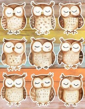 Sleepy Brown Owl Die Cut Vinyl Stickers Set Scrapbooking Laptop WaterBottle