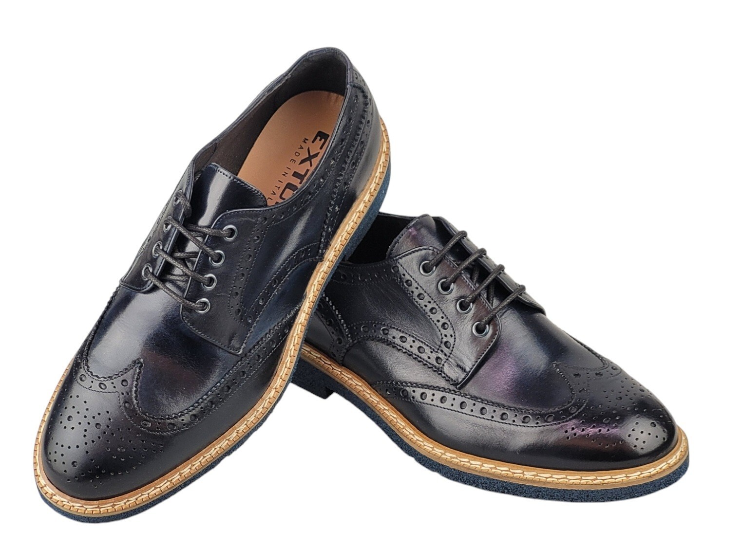 Модель Exton Halbschuhe 8142 blau Blue Herren Echtleder Schuhe