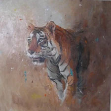 Huge oil on canvas Painting "Morning Hunt" 39x39x1inch
