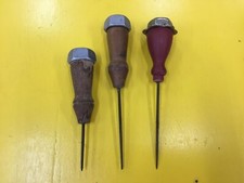 Vintage Wood Handle Ice Pick Punch Awl Hand Tool Made in USA LOT