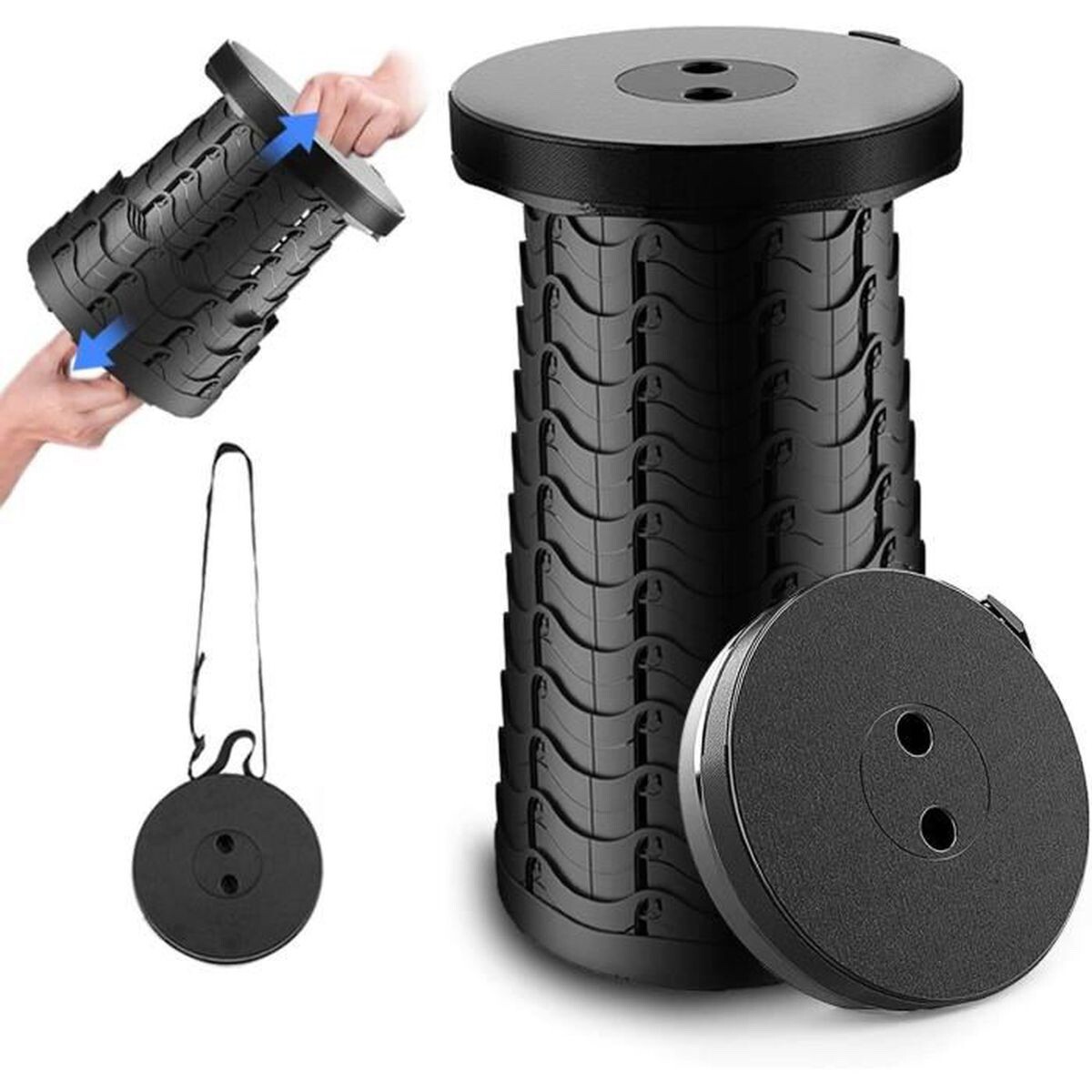 Taburete Plegable Portátil Taburete Silla Camping Telescópico Ajustable Viaje