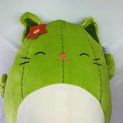 Squishmallows 16 Inch Ms. Miss The Green Cactus Cat  Spring Easter 21×18×11 NWT