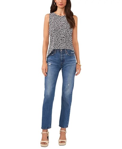 NUEVO Vince Camuto Mujer XL Estampado Llave Espalda Dividida Rico Negro Pequeño Floral Multi - Imagen 3 de 13