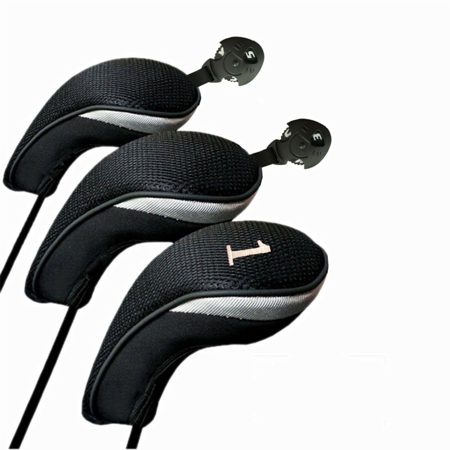Golf Wood Head Covers Set Driver Fairway Hybrid Interchangeable No.1 3