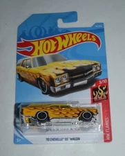 2018 HOT WHEELS HW FLAMES - '70 CHEVELLE SS WAGON YELLOW WITH FLAMES