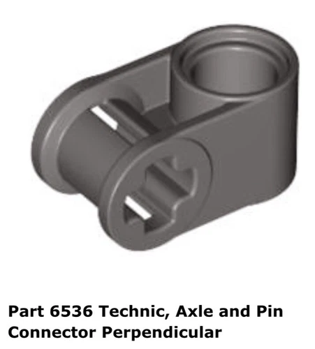 Lego 4x 6536 Dark Gray Technic, Axle and Pin Connector Perpendicular 8002
