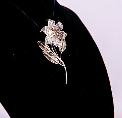 Beautiful Sterling Silver Brooch, FRS 925. Flower Design. Pre