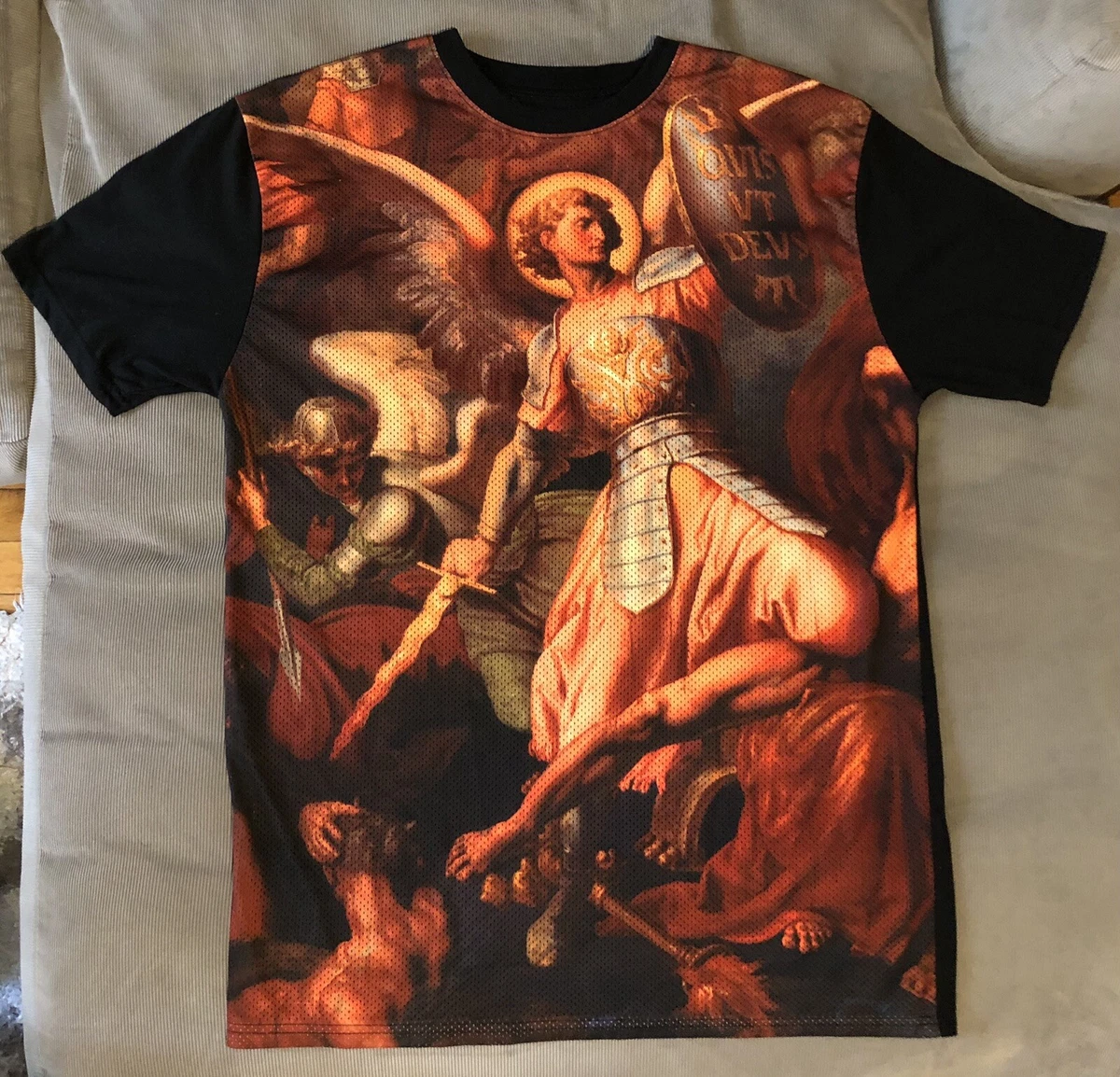 Saint Michael the Archangel Shirt Men’s Large 1860 Painting Fine Art Mesh Front