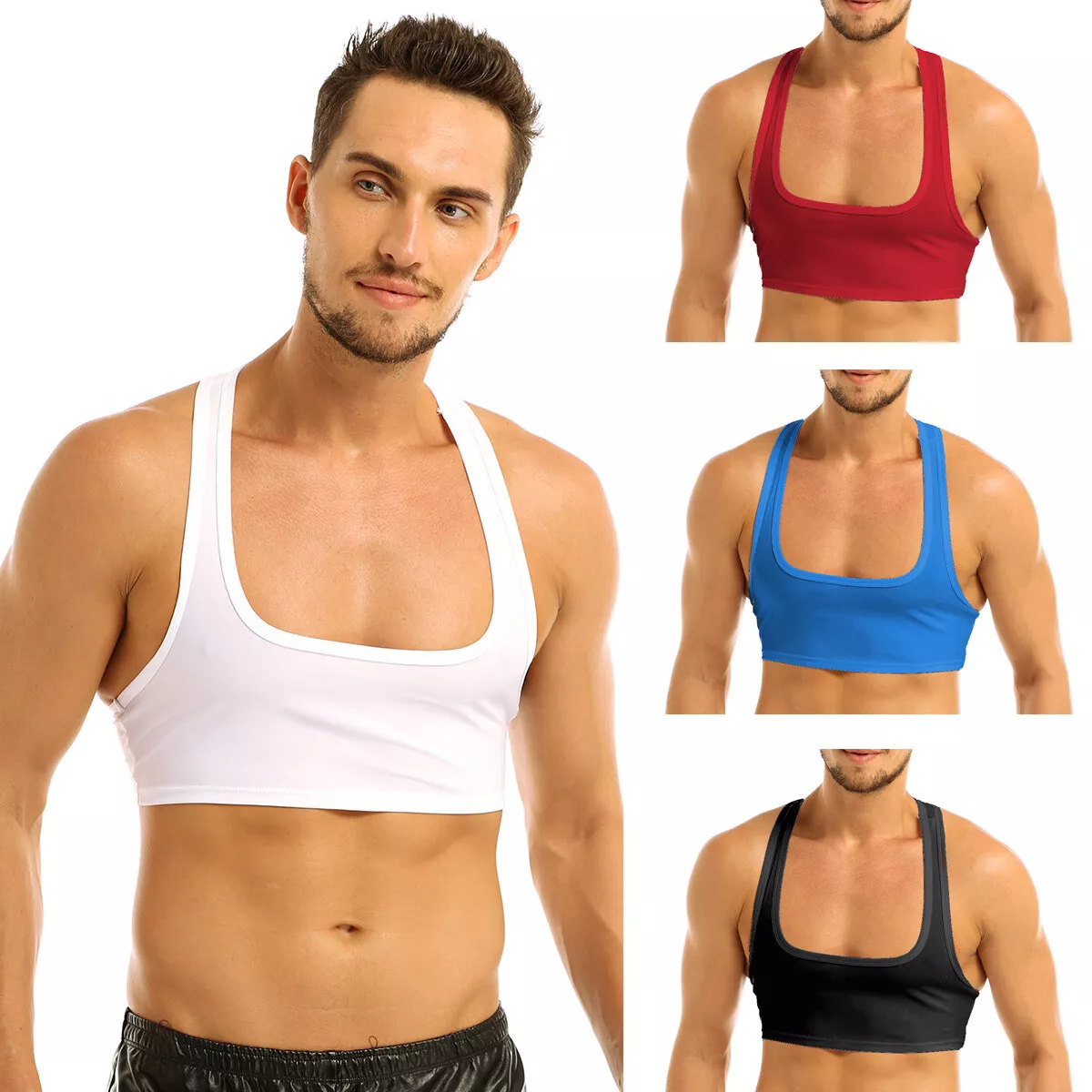 Men Sports Bra Crop Tank Top Vest Y-Back Fitness Muscle T-shirt