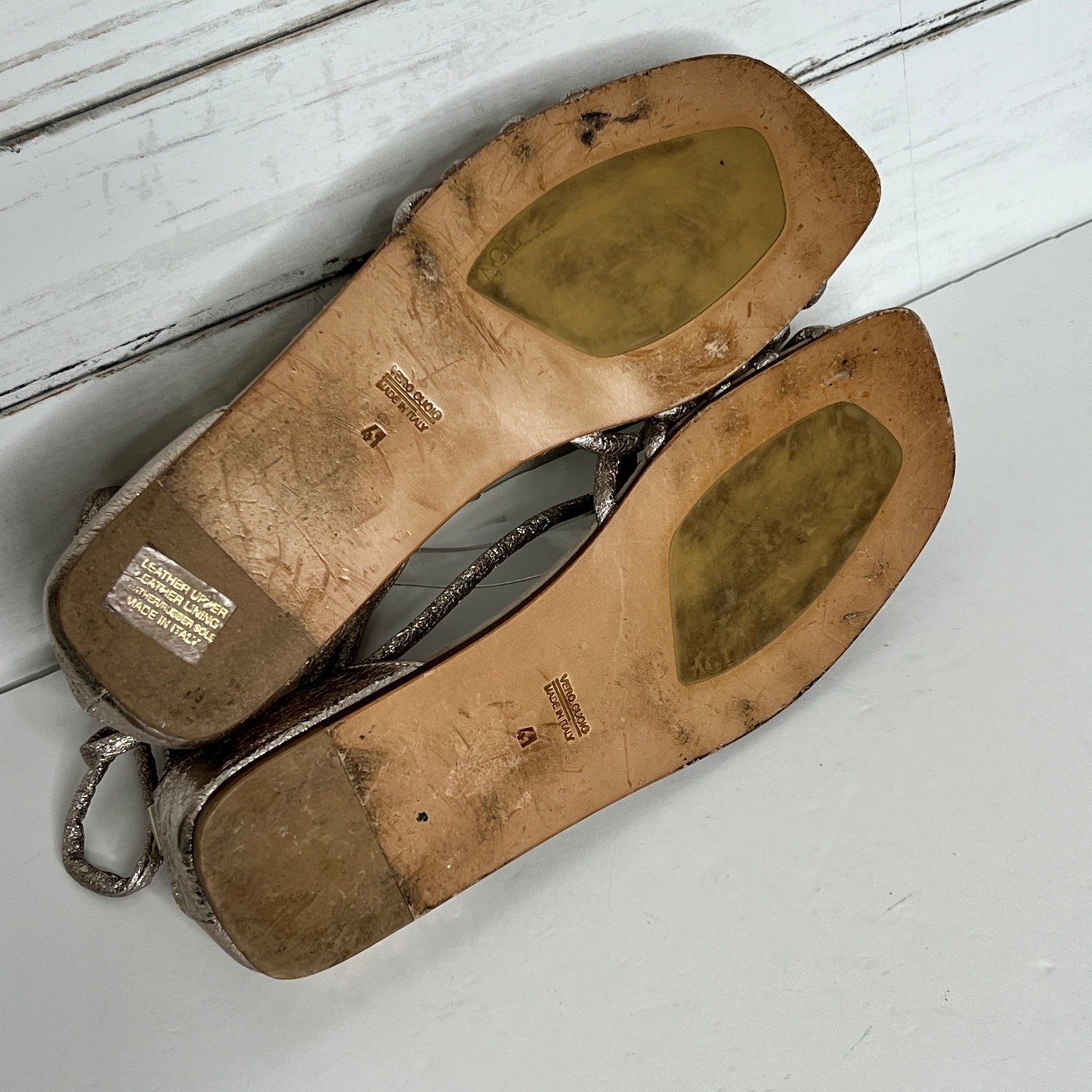 AGL Metallic Gladiator Ankle Tie Sandal Shoe Size 11