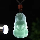 Certified Grade A Green 100% Natural Burma Jade Jadeite Pendant Kwan-yin AS00393