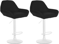 2Er Set Barhocker Braga Stoff Weiß Schwarz