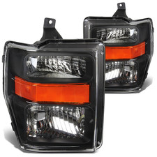 Dna Motoring Hl-Oh-Fsuper08-Bk-Am Black Amber Headlights Replacement Compatible
