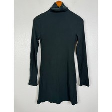 Reformation Ribbed Turtleneck Long Sleeve Mini Dress Dark Green Large