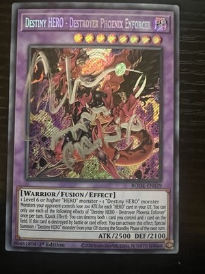YuGiOh DESTINY HERO - DESTROYER PHOENIX ENFORCER Signed by Ollie Wyman (Aster)