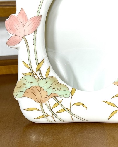 Vintage Porcelain Hand Painted Water Lily Lotus Tabletop 3.5 x 4.5 Frame - Picture 7 of 11