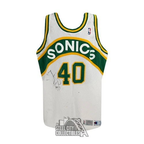 Shawn Kemp Autographed Game Used Seattle 92-93 Basketball Jersey - Grey Flannel