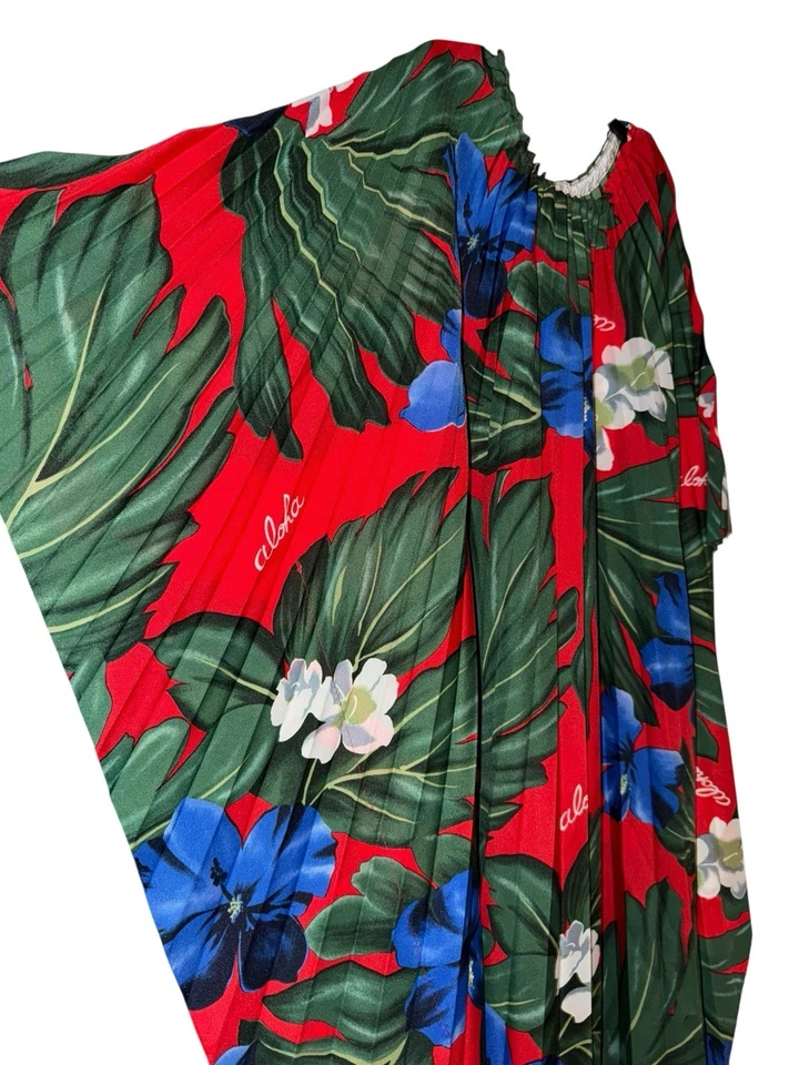 Acordeón Plisado Vintage Años 70 Royal Creations Maxi Kaftan Mrs Roper Hawaii OS Foto 2 de 4