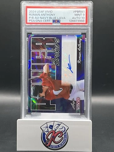 ROMAN ANTHONY 2024 Leaf Vivid Power Brokers Navy Blue Auto  #PBRA1 PSA9 Mint 5/7