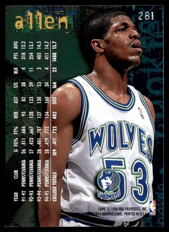 1995-96 Fleer Jerome Allen #281 - Image 2 of 2