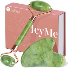 BAIMEI IcyMe Gua Sha Jade Roller Set for Facial Sculpting and Relaxation Co