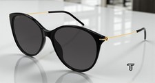 GUCCI GG1268S 001 Cat Eye Acetate Black Gold Grey 58 mm Women's Sunglasses