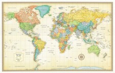 RAND MCNALLY World Map   Political Map of the World 32" x 50" Offset Lithograph
