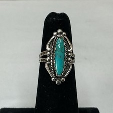 vintage Navajo sterling silver turquoise ring Sz 5 4.56grams