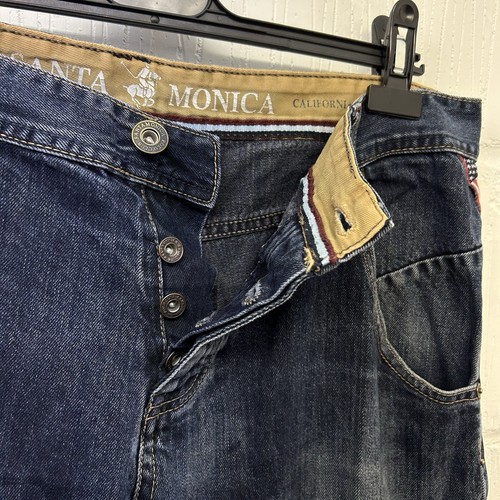 Pantalones de mezclilla Santa Monica Polo Club para hombre calce recto lavado oscuro SMPC bordados 36R - Imagen 8 de 12
