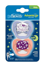 Dr. Brown's Advantage Glow-in-Dark Pacifiers Coral Ocean 0-6M 2-Pack