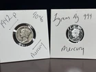 999 Silver 1 Gram Mercury + 1942 P Mercury Silver Dime 90%