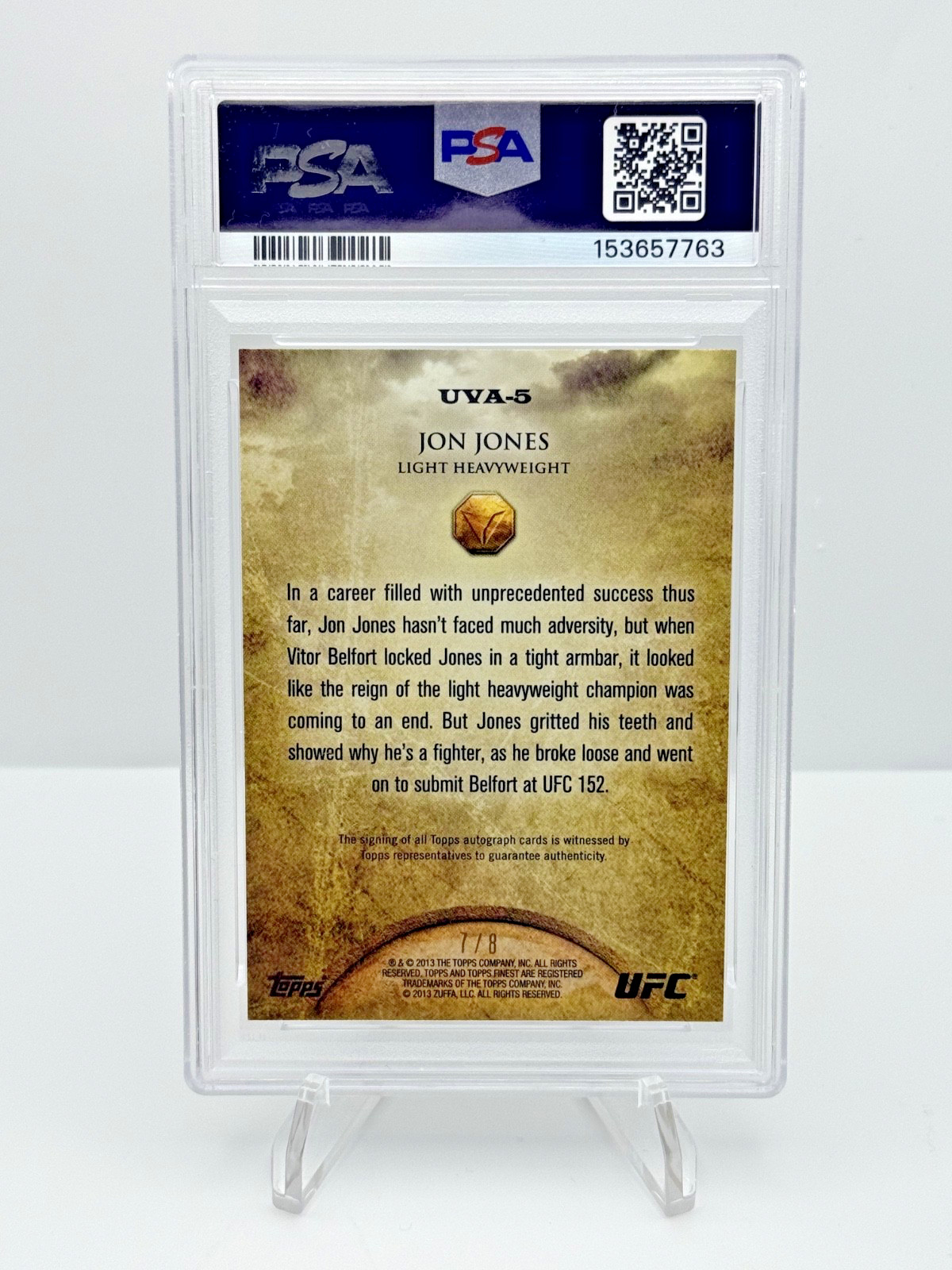 2013 Topps Finest UFC - Jon Jones /8 Valor Auto #UVA-5 PSA 9 view 2