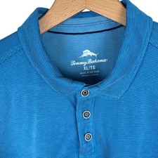 Tommy Bahama Short Sleeve Polo Blue Tencel Modal Blend Shirt Marlin Logo