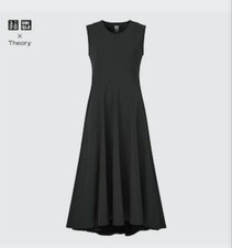 Uniqlo Theory Black Sleeveless Dress S Ultra Stretch Elegant Shirtwaist