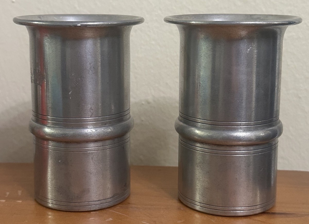 Scandia Tenn Karlshamn B10 Pair of Swedish Pewter Cups 11 Oz