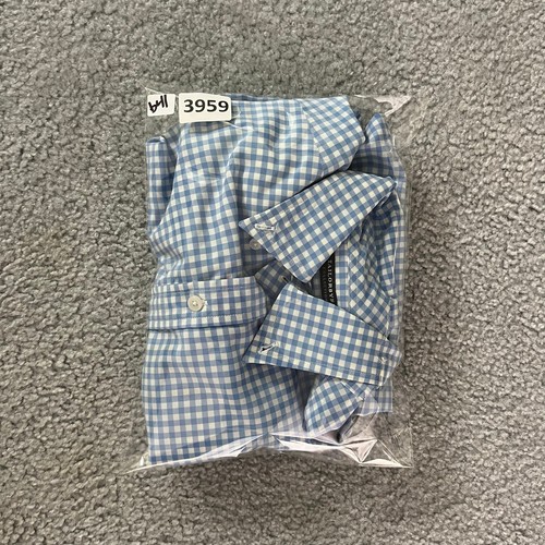 Tailor Byrd Button Down Shirt Men no size Blue White Check Gingham Classic - Picture 9 of 9