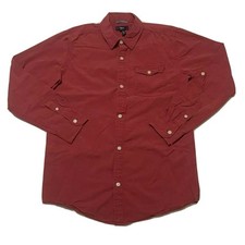 Gap Kids Button Front Shirt XXL Boys Maroon Regular Fit Long Sleeve Collared Kid