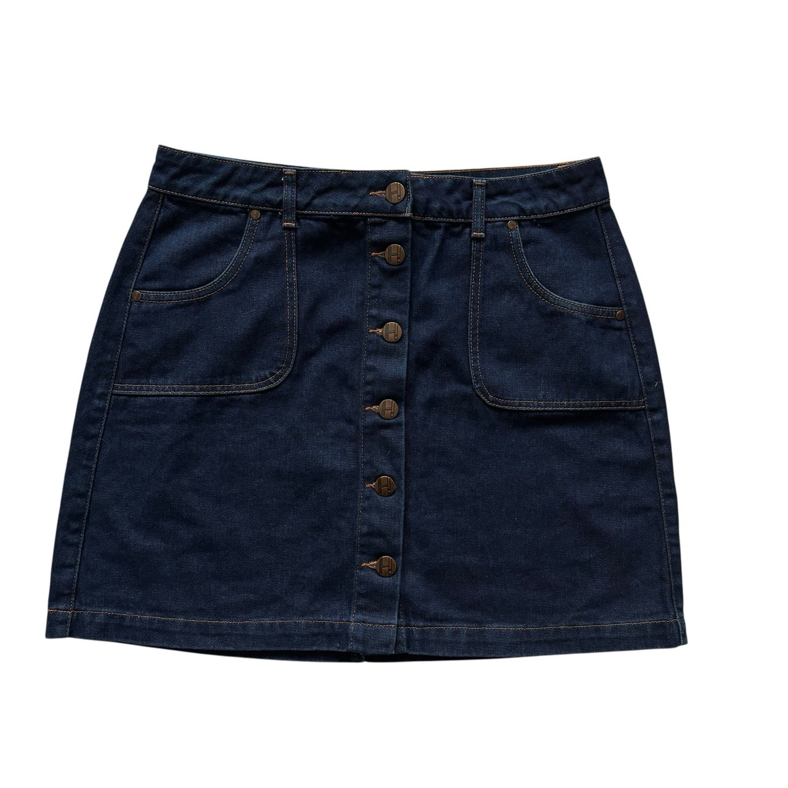 Vintage Henry Holland Dark Blue Denim Skirt 90s Retro Boho Indie 16 image 2