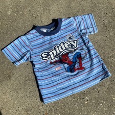 Vintage 2007 The Amazing Spider-Man Spidey Kids T-Shirt Striped Blue Size 2T
