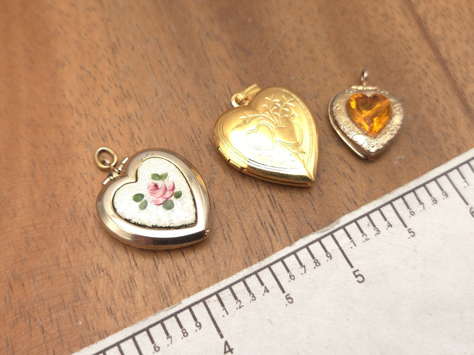 Vintage-Now 3 Piece Costume Heart Shape Locket Lot Filigree Victorian Style #5
