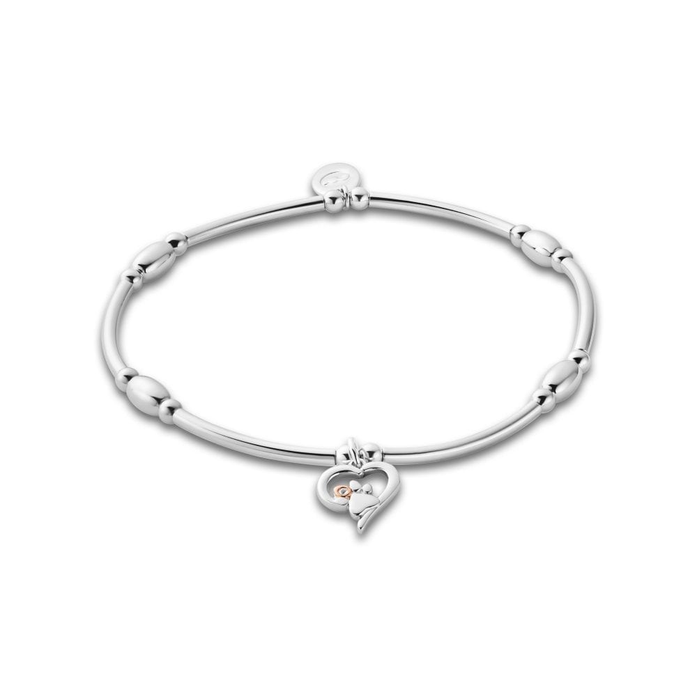 Clogau Sterling Silver & Gold Paw Prints Heart Affinity Topaz Bracelet 3SPMH880