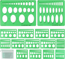 15 PCS Plastic Circle and Oval Measuring Series Templates