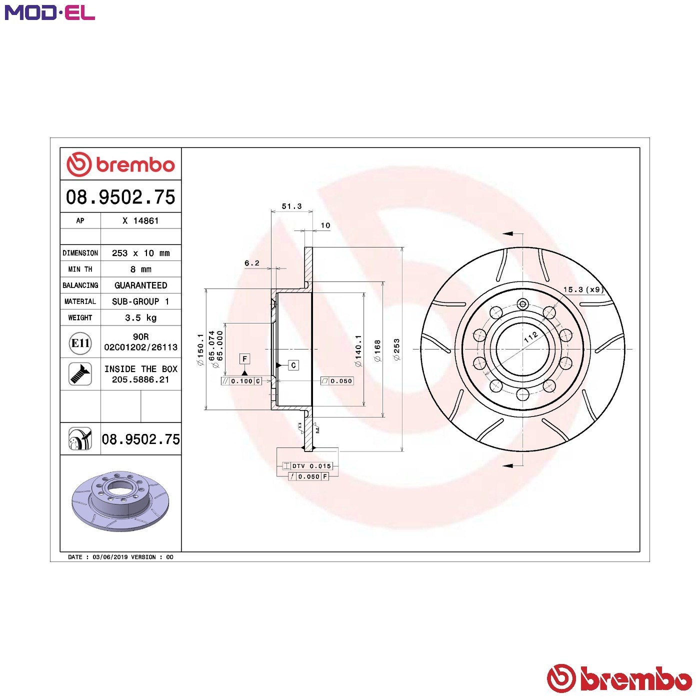 ✅Fits BREMBO 08.9502.75 Brake disc 1 pc. 08.9502.75 ​​​​Brembo offer ⭐UK Seller⭐ - Image 19