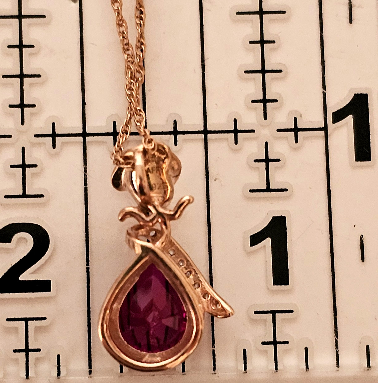 Affy Simulated Ruby Birthstone Rose Teardrop 14K … - image 8