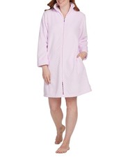 Miss Elaine Women's Solid Long-Sleeve Short Zip Fleece Robe Lavender LARGE