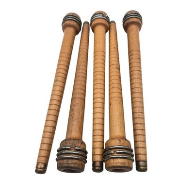 Set Of 5 Vintage Wooden Yarn Thread Wool Spool Spindle Bobbin Wood Loom 
